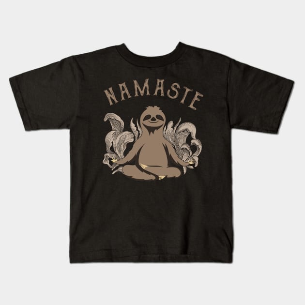 Yoga Namaste Sloth Kids T-Shirt by mybeautypets